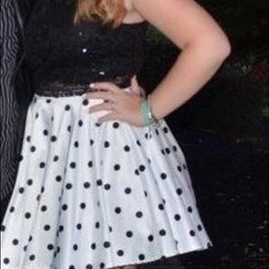 Short black and white dress